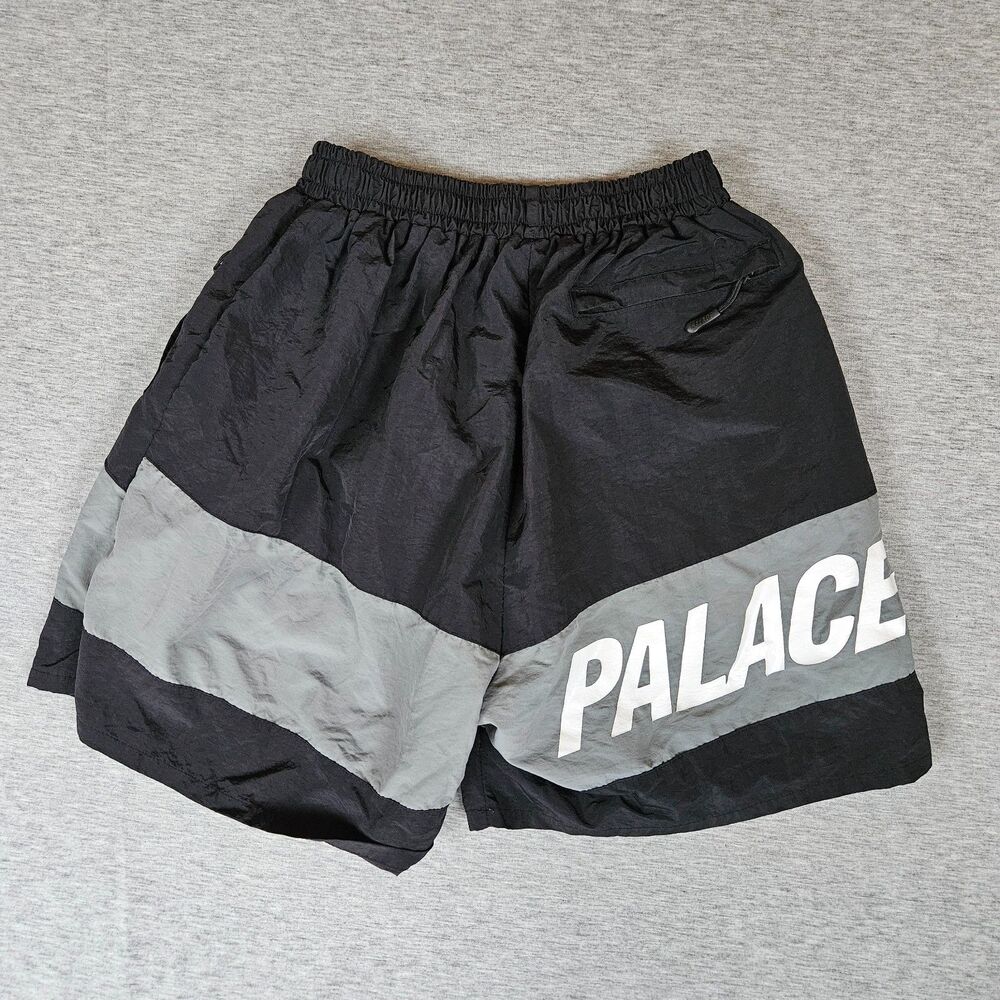 Palace Skateboards Black Gray Iments Shell Shorts Men's Small Trunks Lined RARE